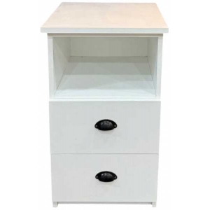Mesa de luz modelo Eco 2 cajones en blanco