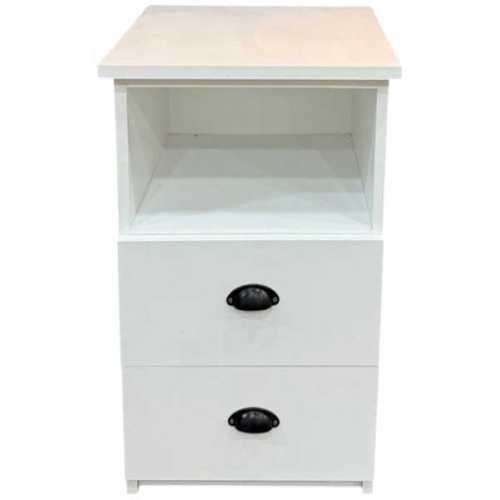 Mesa de luz modelo Eco 2 cajones en blanco