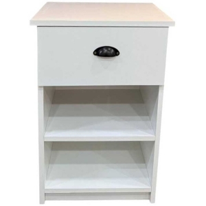 Mesa de luz modelo Eco 1 cajón en blanco