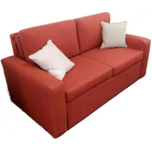 Sofá cama recto 2 plazas rojo con baúl