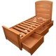 Cama 1 Plaza Modelo Tablero Curvo Con Cajones (C513)