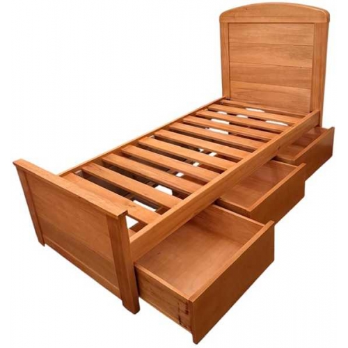 Cama 1 Plaza Modelo Tablero Curvo Con Cajones (C513)